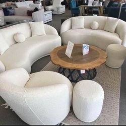 Ivory Boucle Set In Stock / Same Day Delivery 