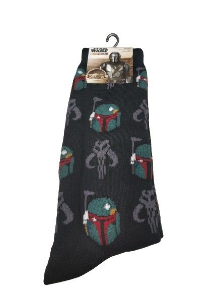 Star Wars 'The Mandalorian' (#2) Black Novelty Crew Socks - Size 6.5 - 12 *NEW*
