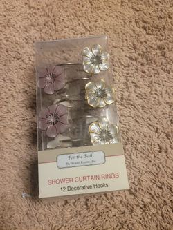 Shower curtain rings 12 decorative hooks