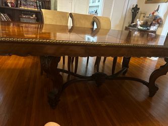 Elegant Traditional Carved Wood Dining Table