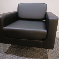 Basyx Black Leather Modern Lounge Armchair