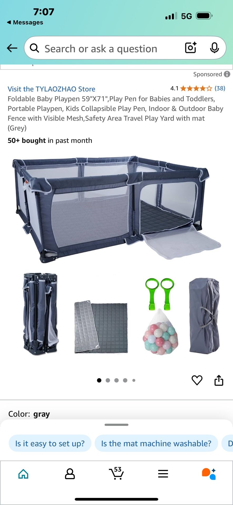 Foldable Baby Playpen 59"X71",Play Pen for Babies and Toddlers, Portable Playpen, Kids Collapsible Play Pen, Indoor & Outdoor Baby Fence with Visible