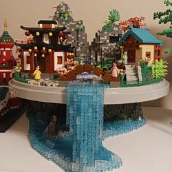 Off-brand Lego Chinese Mountain Waterfall, Assembled, ~7500 Pieces