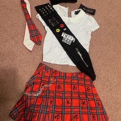 New Small dolls kill school girl punk rock goth gothic costume skirt outfit  emo