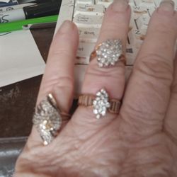 14kt Yellow Gold Diamond Cluster Rings 
