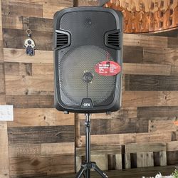 QFX 12” Bluetooth Portable Rechargeable Speaker  With Microphone, Speaker Stand &  LED Party Lights 🔊🎤🎶🎶🎶 