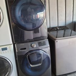Samsung AddWash Front Load Washer And Stackable Gas Dryer Set 