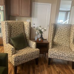 Leopard Print Wingback Chairs