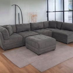 Gray 6 Piece Modular Sectional Couch (FREE DELIVERY 🚚)