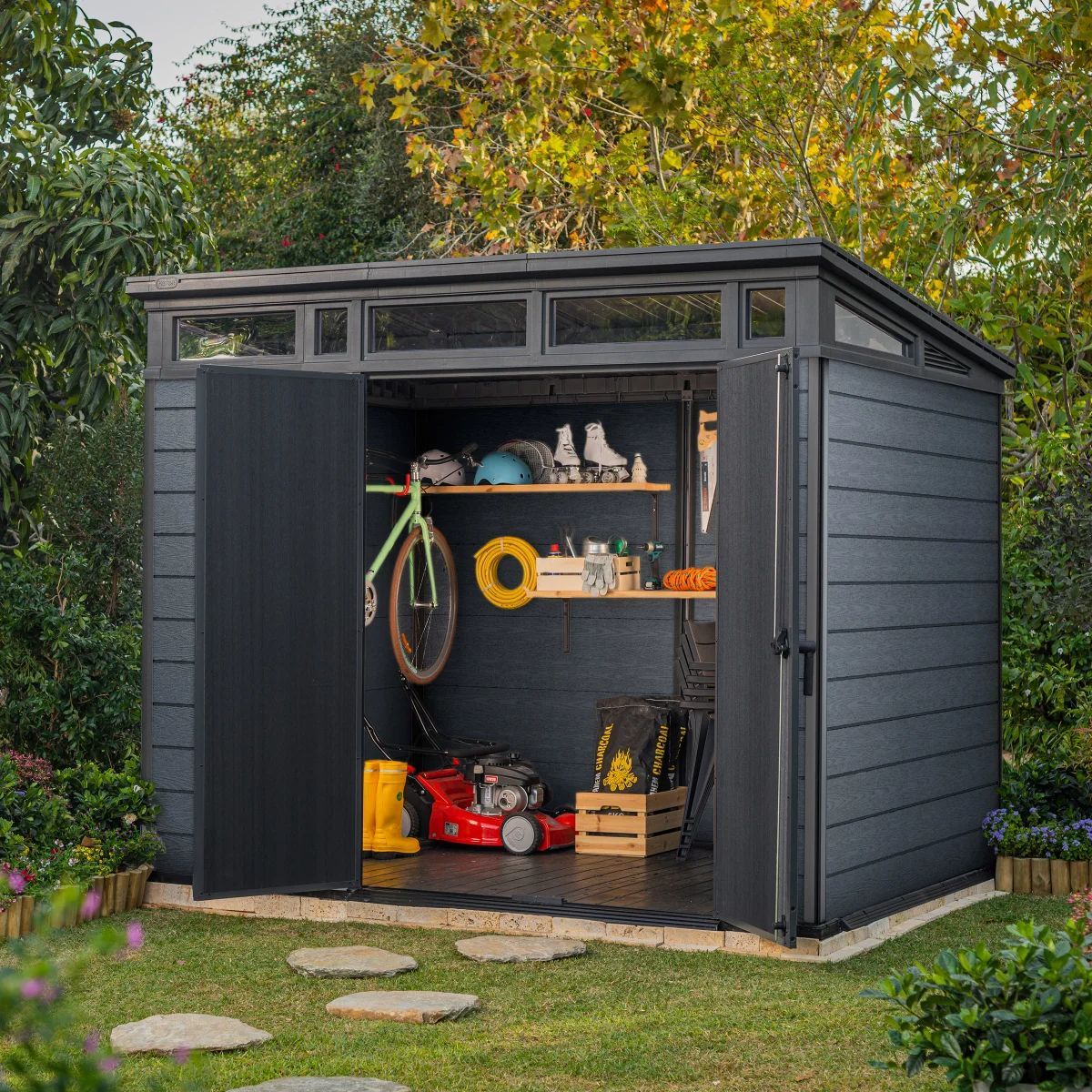 9 ft. x 7ft. Keter Cortina Premium Modern Outdoor Storage Shed