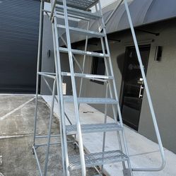 Step Rolling Safety Ladder - Assembled with 10" Top Step. 