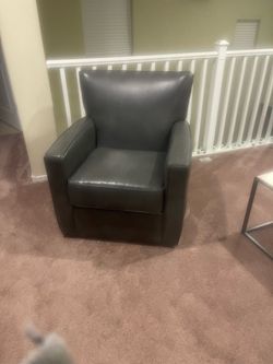 Dark Gray Leather Accent Chair