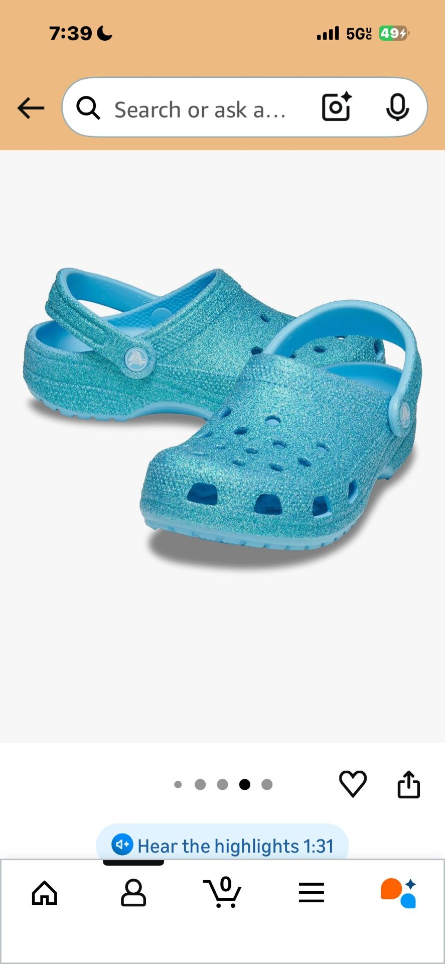 Brand New Crocs Blue Sparkly Size Adult Or Youth 4