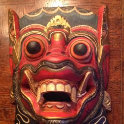 Old Balinese Wooden Hand Carved Dance Mask