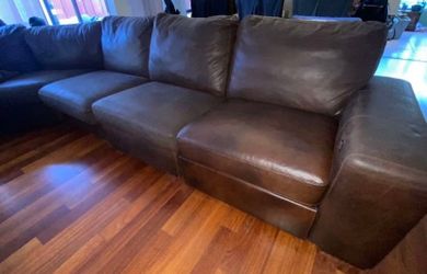 Brown leather couch & recliner