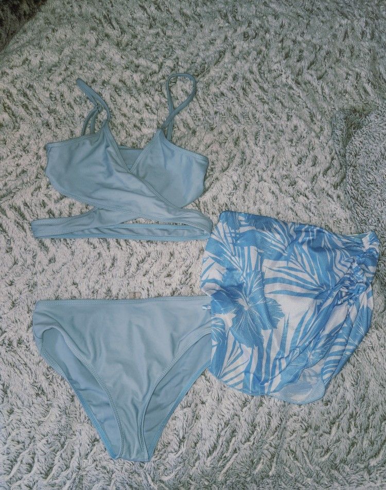 Girls Bikini Swimsuit 2 Piece Bathing Suit And Cover Up Size 10