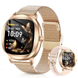 Smart Watch for Women, 1.72" Fitness Tracker with Answer/Make Calls, Sleep/Heart Rate Monitor, Smartwatch for Android iOS Support 100+ Sports Modes, I