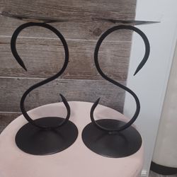 black wrought iron candlesticks