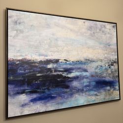 Large Abstract Blue Ocean Canvas Art 46x61.5 Framed – Great Big Canvas
