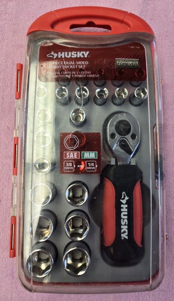 Husky 25pc Dual-Sided Stubby Socket Set 