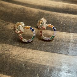 Gold Plated Halo Heart Earrings