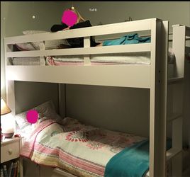 White Wooden Twin Bunk Bed