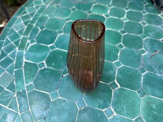 Small Art Glass Vase With modern Etching