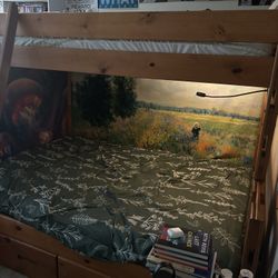Solid Wood Twin Over Full Bunk Bed With Storage Drawers