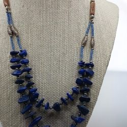 Lapis Lazuli necklace, Jasper stones
 silver round beads not sterling, damage on clasp ring