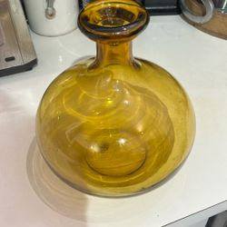 Handmade Amber glass decanter/vase