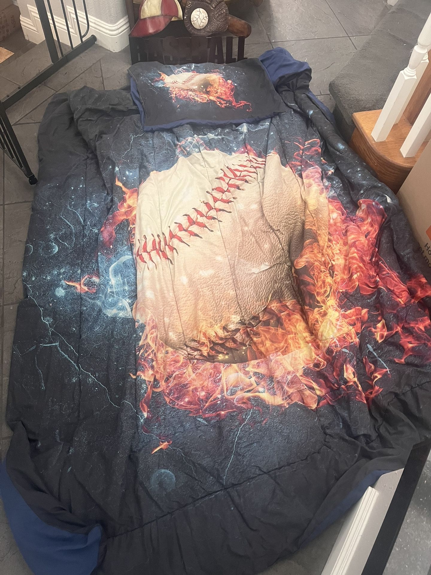 Baseball Theme Bedding And Sign