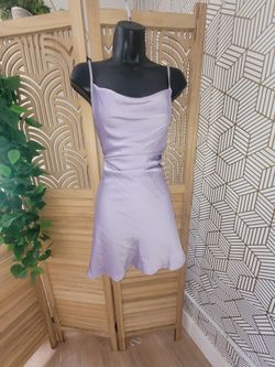 Lavender Satin Slip Mini Dress