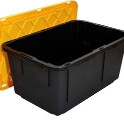 27 Gallon Heavy-Duty Storage Tote with Lids, Plastic Bin Organizer Stackable Box