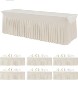 Htper Ivory Spandex Tablecloth New