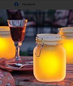 Sharper Image Solar Powered Glass Mason Jar 6"X5" Rustic Landscape Illumination Open Damaged Box. This is a Sharper Image solar-powered glass mason ja