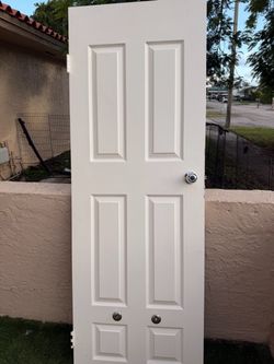 White 6-Panel Interior Door with Hardware
