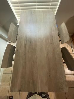 Gray Wood-Tone Dining Table with Chairs