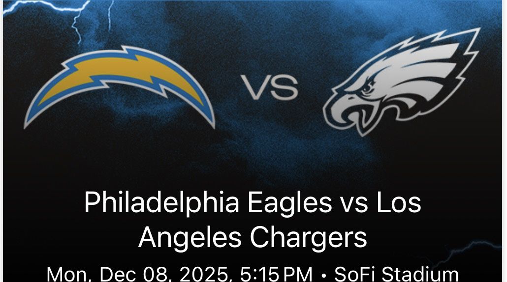 Eagles vs Chargers Monday Night Football Dec. 8th