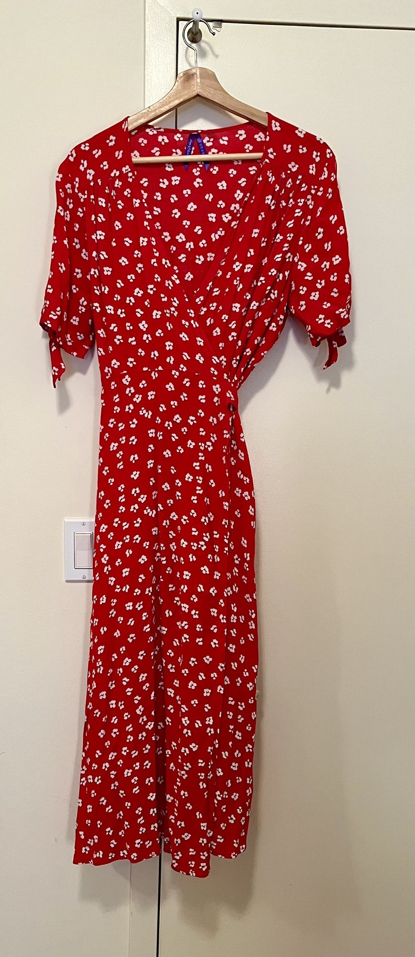 Maternity Red & Floral Midi Dress
