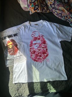 BAPE A Bathing Ape Pink Camo Ape Head Tee