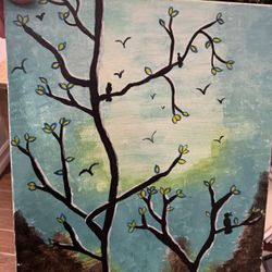 Hand Painted Tree Art