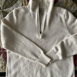 L.L Bean White Quarterzip