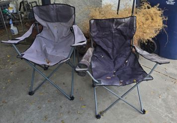 Pair of Folding Camp Chairs with Cup Holders