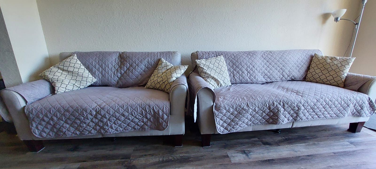 3 seat Sofa + Loveseat With Covers And Pillows