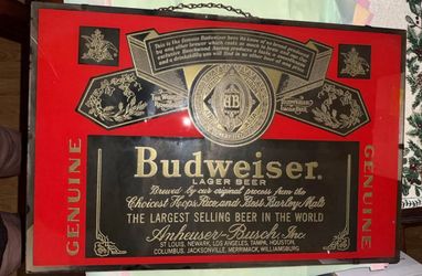 Antique Budweiser Bar Mirror Sign