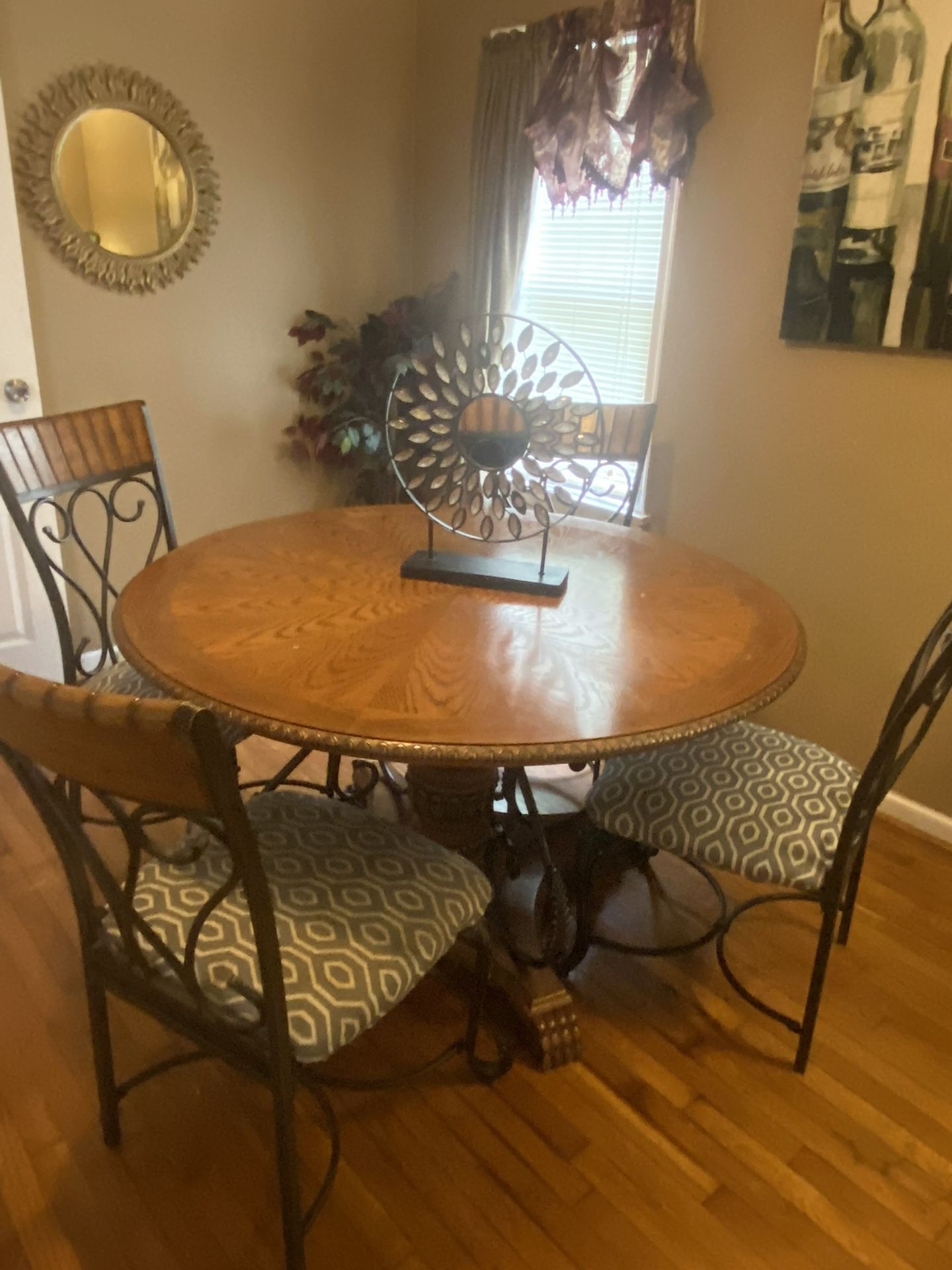Classic Wood And Iron 5 Piece Dining Set