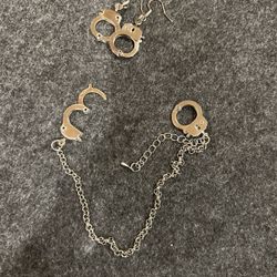 CUTE HANDCUFF EARRINGS AND BRACELET