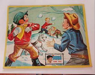 VINTAGE 1961 JAYMAR SPECIALTY COMPANY "DONDI" PICTURE PUZZLE "SNOWBALL FIGHT"
