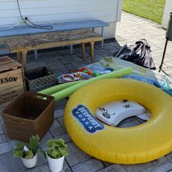 Free- Benches, Pots, Baskets, Pool Floats, Boogie Board,
