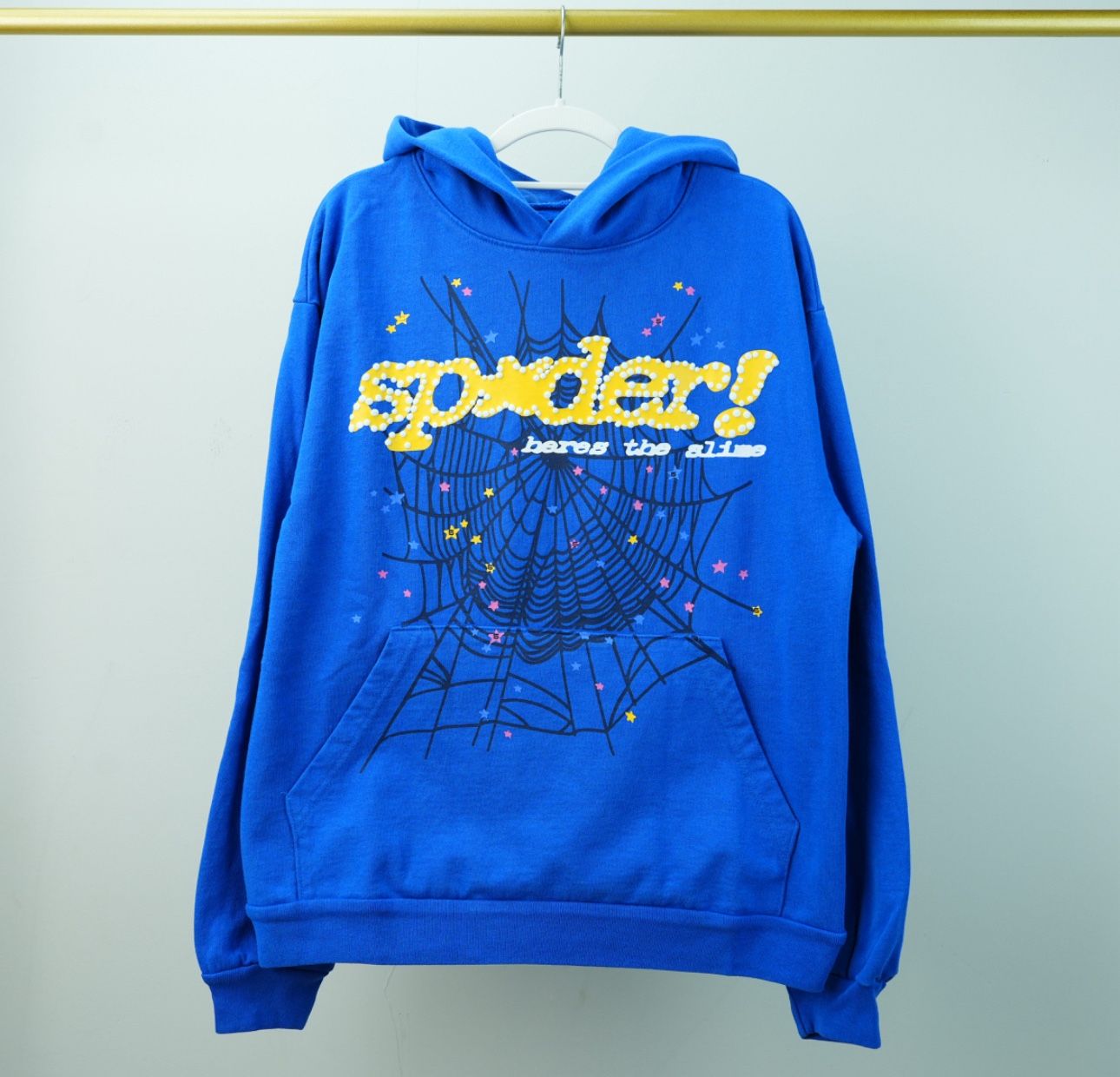 Sp5der Hoodie 'TC Blue' Punk V2 Yellow Logo - Multiple Sizes - Brand New w/ Tags